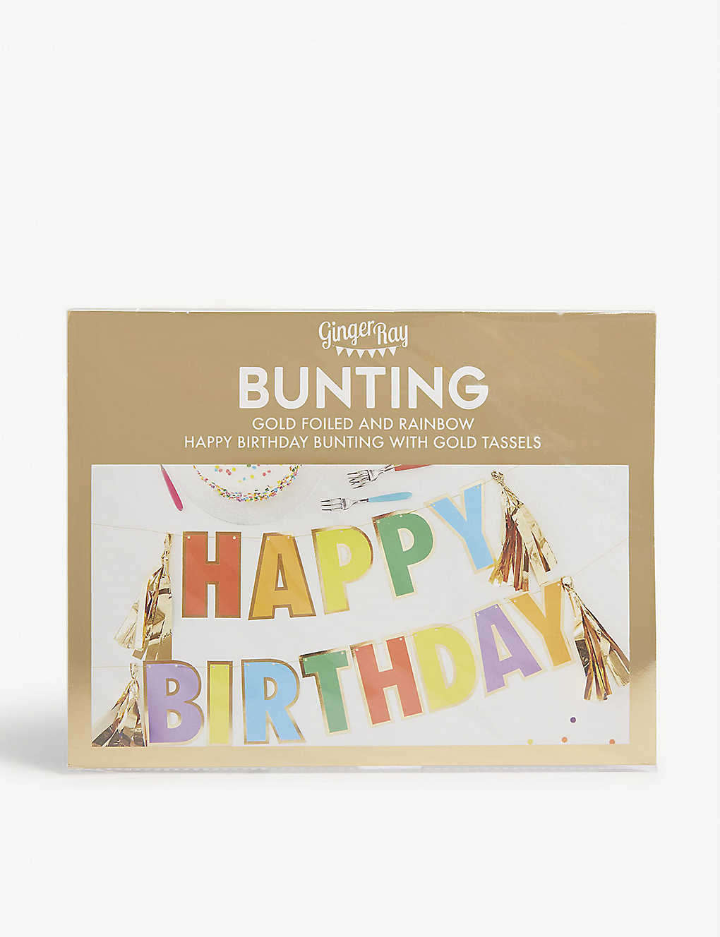 'GINGER RAY' Happy Birthday Bunting With Gold Tassels